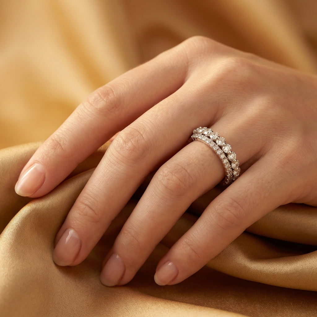 Spiral Stone-Set Half Band Ring