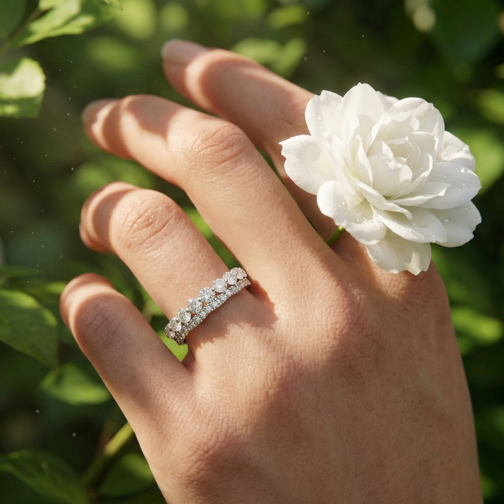 Spiral Stone-Set Half Band Ring