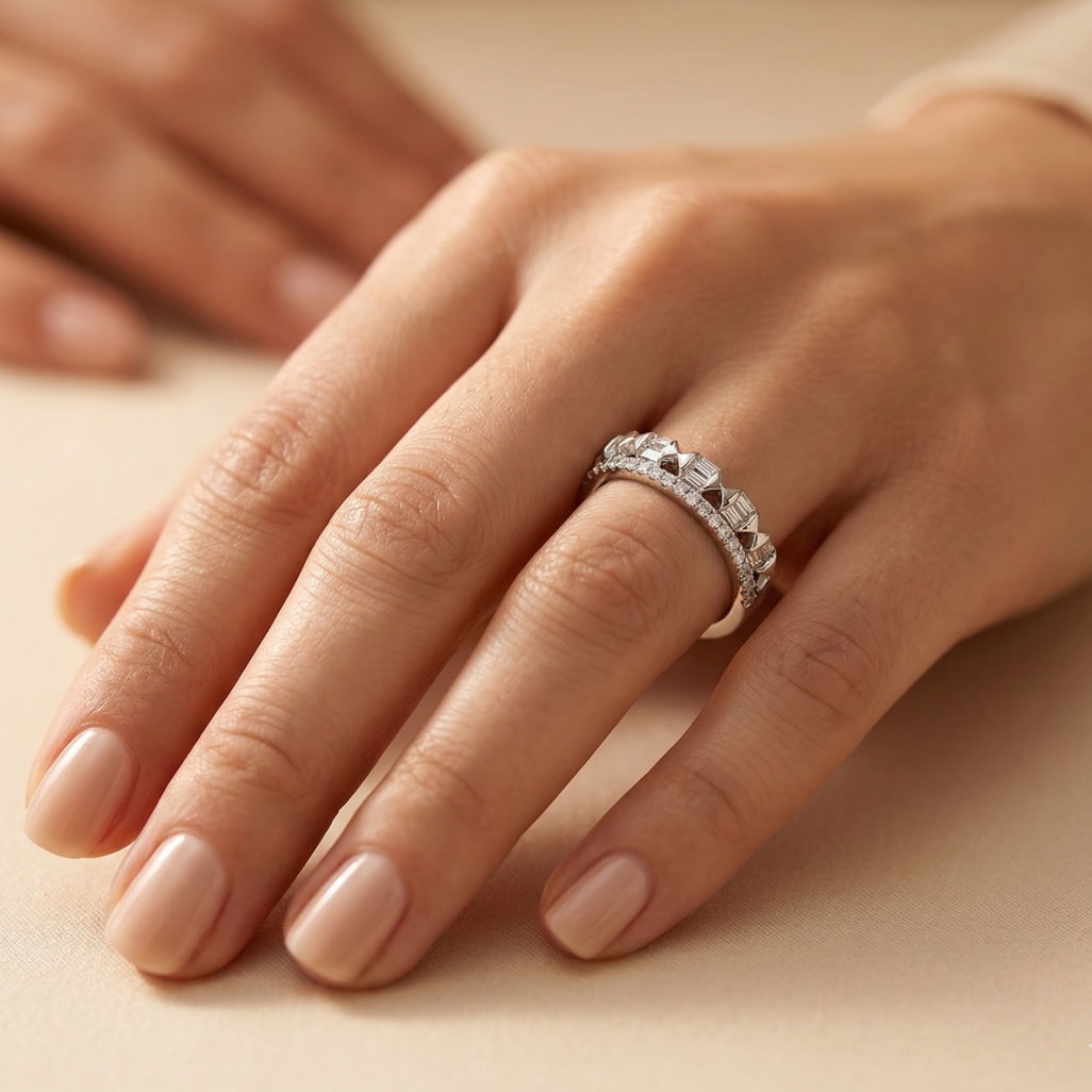 Triple Row Beaded All-Around Band Ring