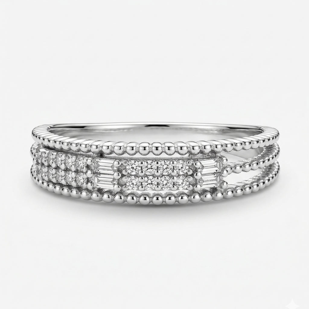 Leaf-Cut & Step-Cut Double Row Band