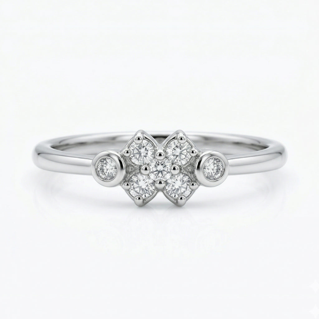 Beaded Floral Stone Border Ring