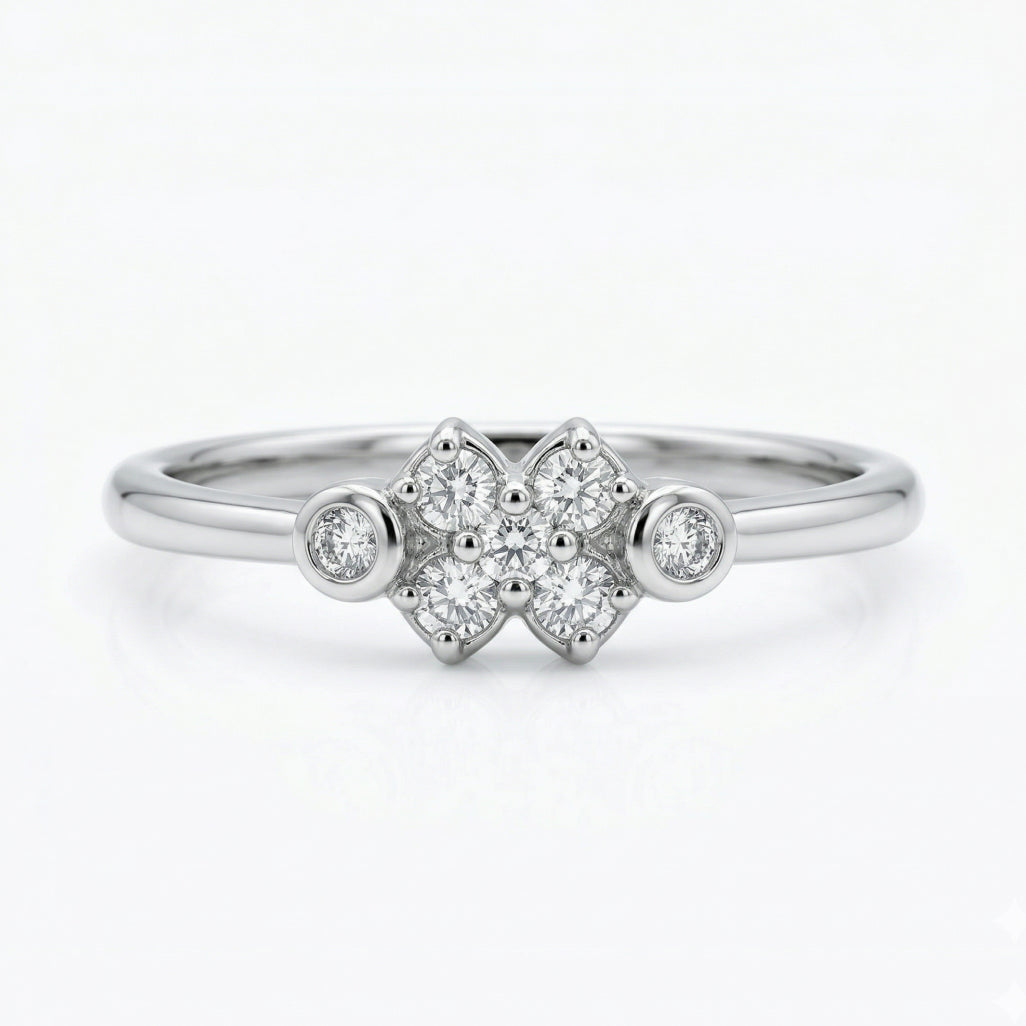 Beaded Floral Stone Border Ring