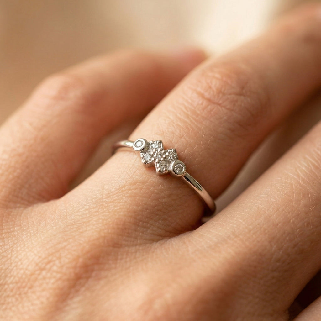 Beaded Floral Stone Border Ring