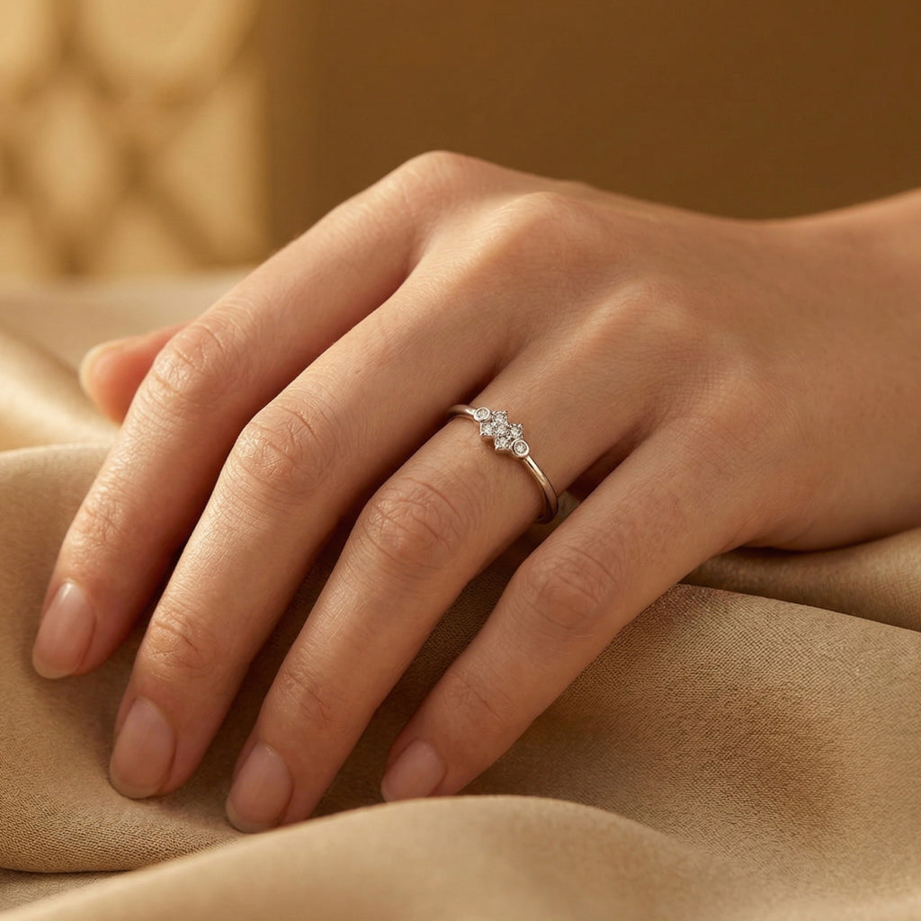 Beaded Floral Stone Border Ring