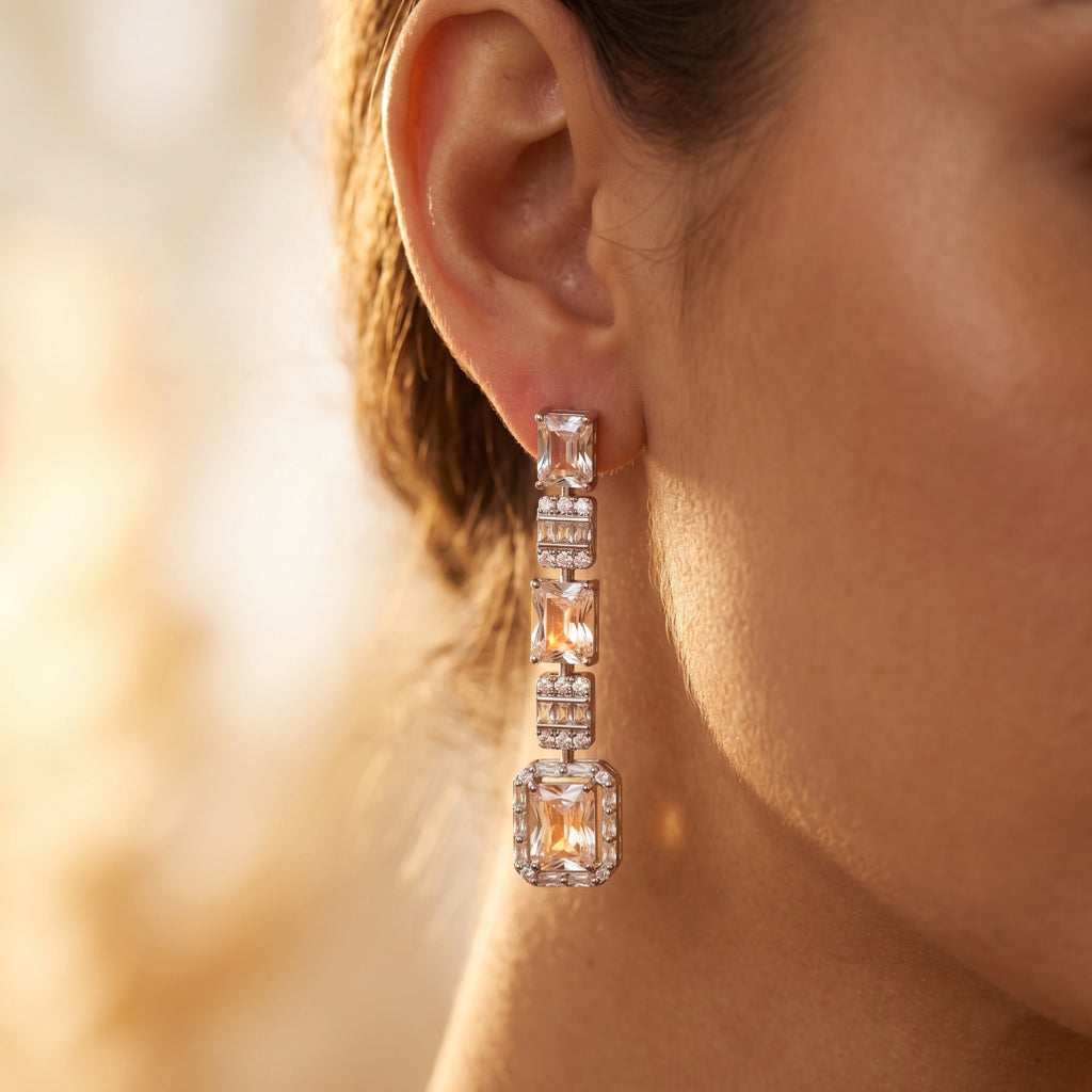 Emerald Cut Moissanite Necklace Set