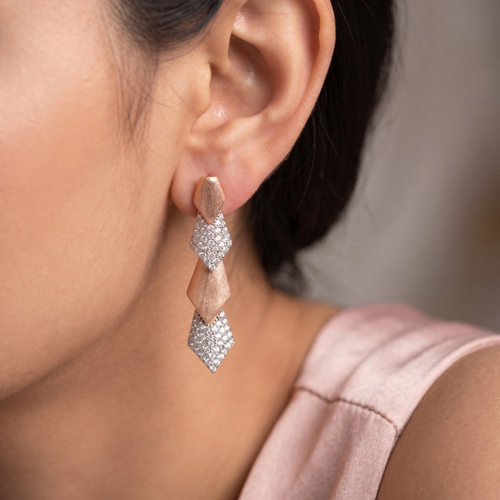 Matte Pave Kite Link Necklace & Earring Set