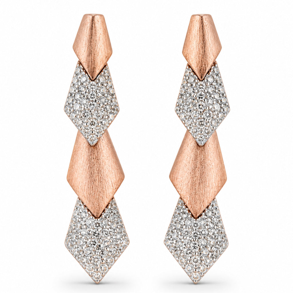 Matte Pave Kite Link Necklace & Earring Set