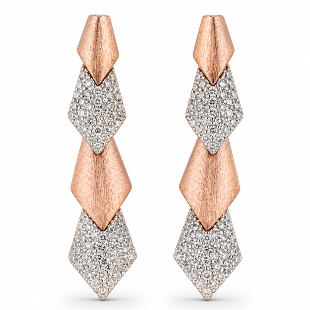 Matte Pave Kite Link Necklace & Earring Set