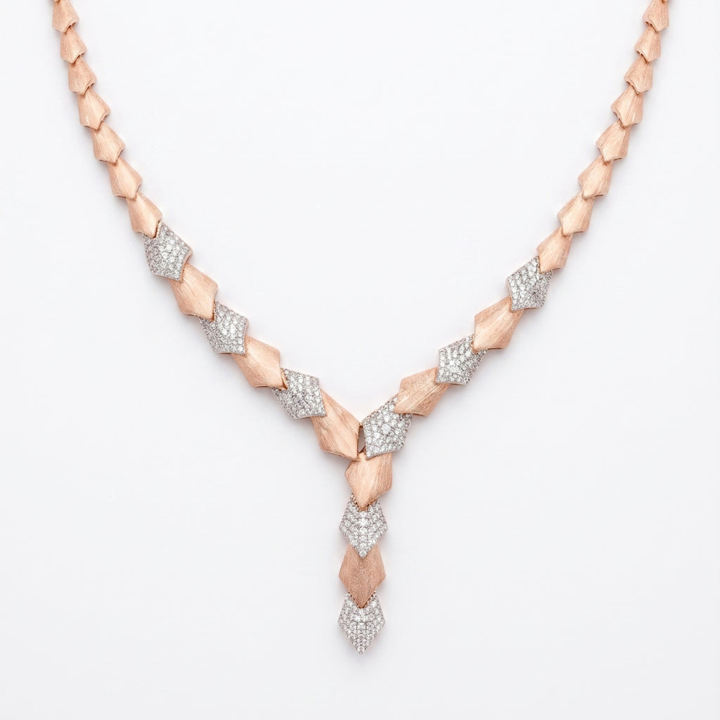 Matte Pave Kite Link Necklace & Earring Set