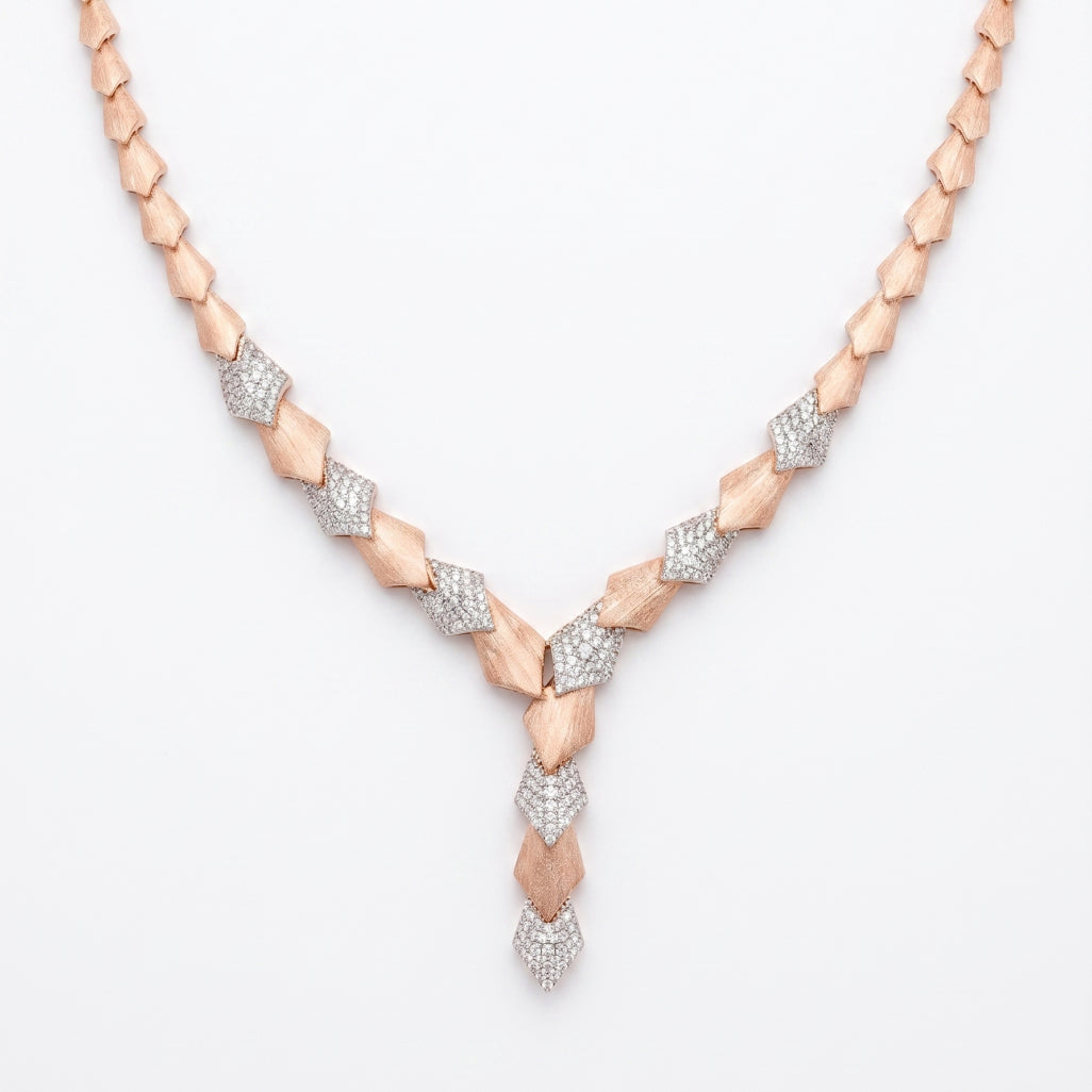 Matte Pave Kite Link Necklace & Earring Set