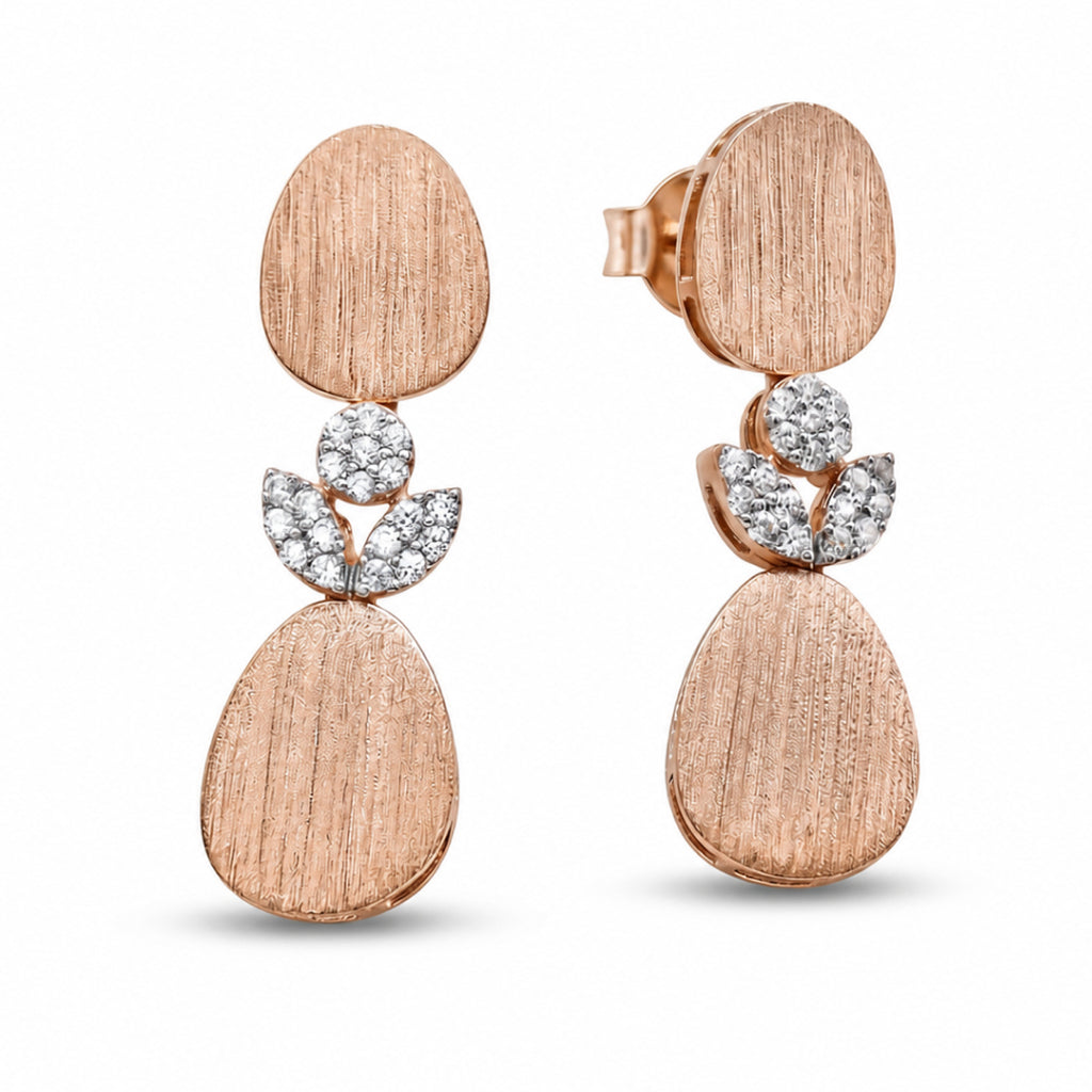 Brushed Oval Moissanite Flower Jewellery Set