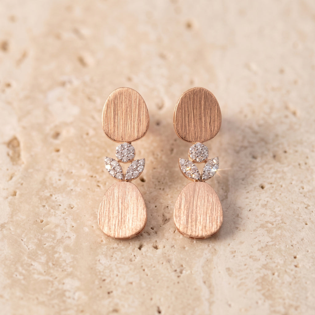 Brushed Oval Moissanite Flower Jewellery Set