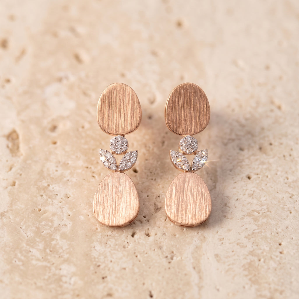 Brushed Oval Moissanite Flower Jewellery Set