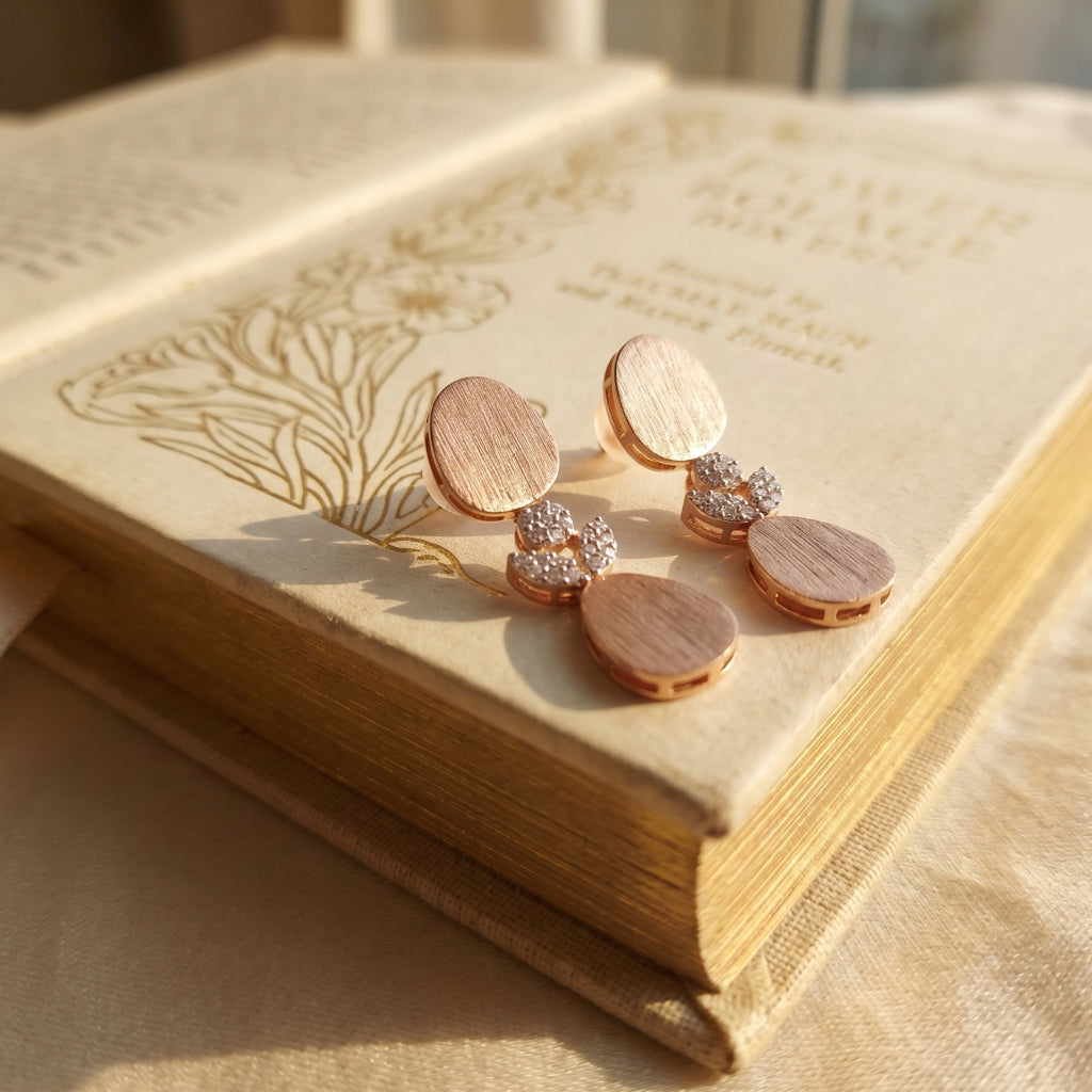 Brushed Oval Moissanite Flower Jewellery Set