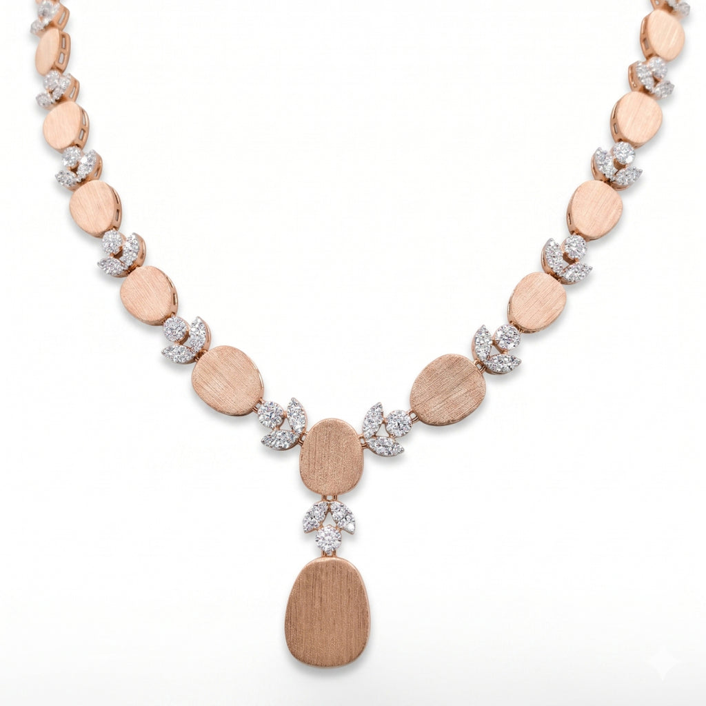 Brushed Oval Moissanite Flower Jewellery Set