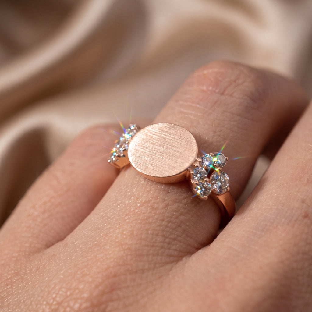 Brushed Oval Moissanite Flower Jewellery Set