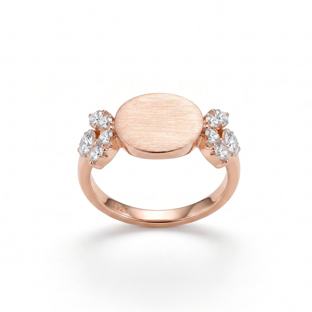 Brushed Oval Moissanite Flower Jewellery Set