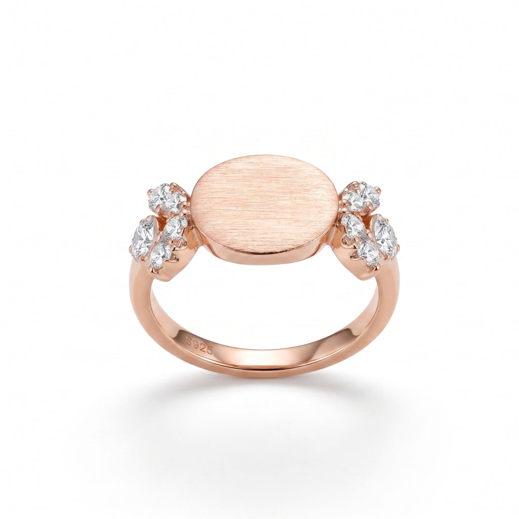 Brushed Oval Moissanite Flower Jewellery Set