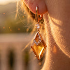 Amber Crystal Kite Pendant Set