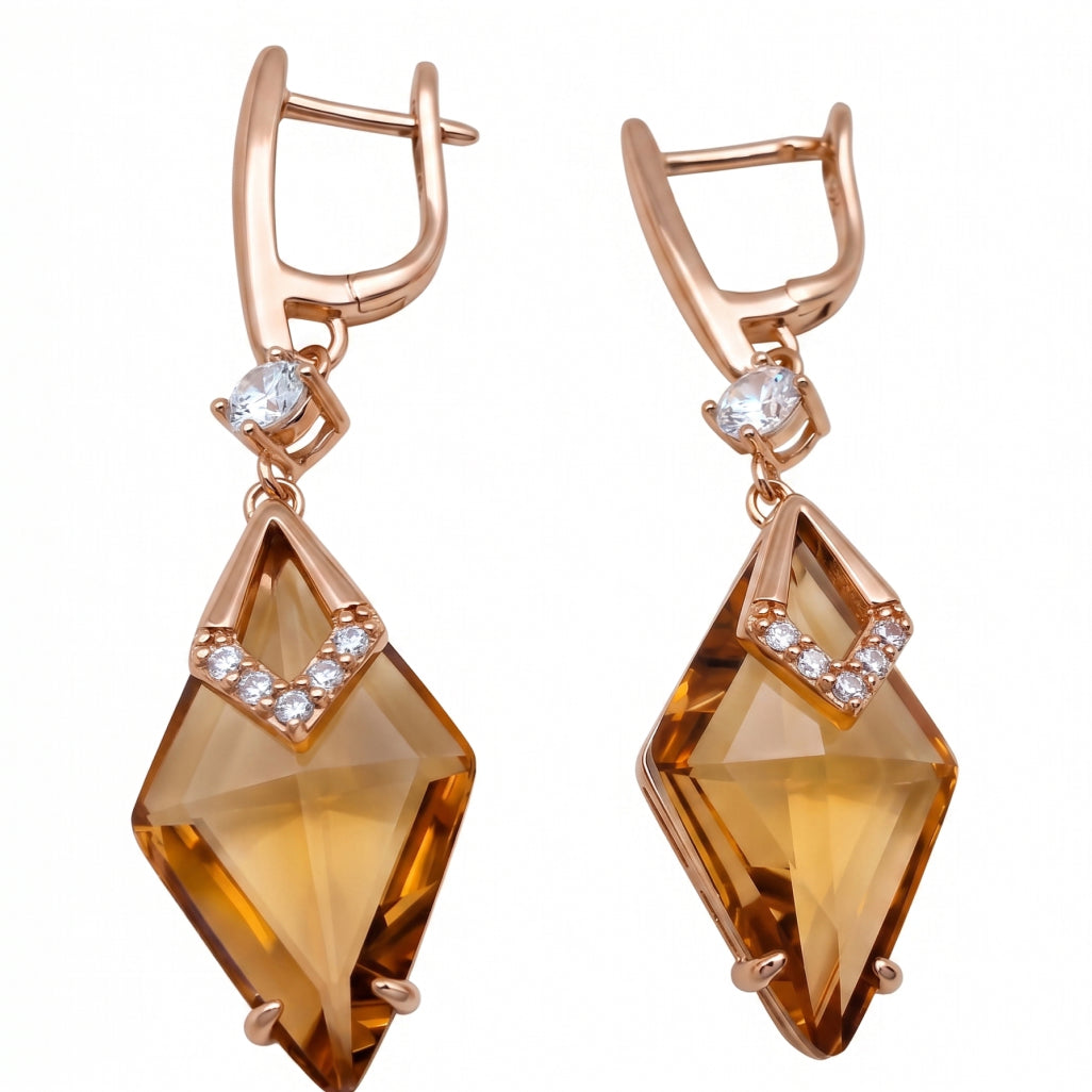 Amber Crystal Kite Pendant Set