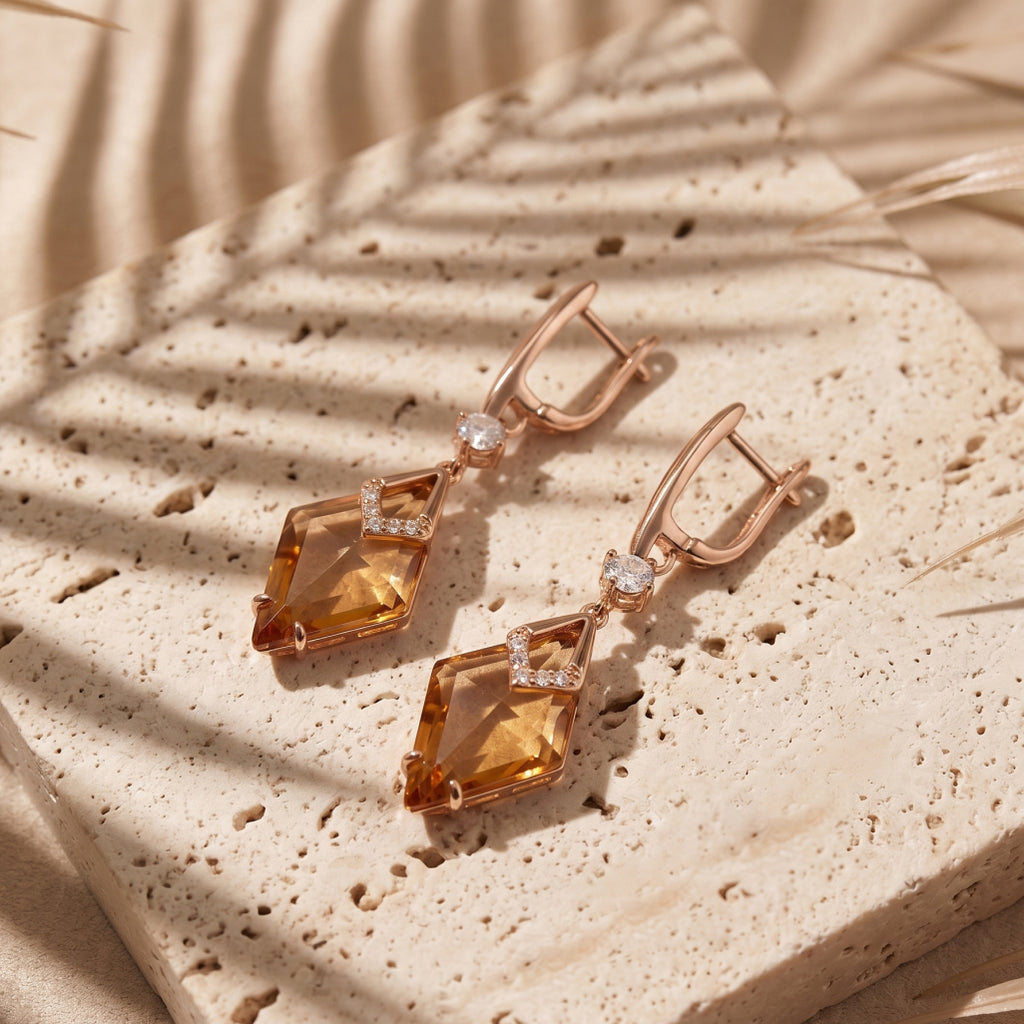 Amber Crystal Kite Pendant Set