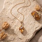 Amber Crystal Kite Pendant Set