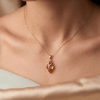 Amber Crystal Kite Pendant Set