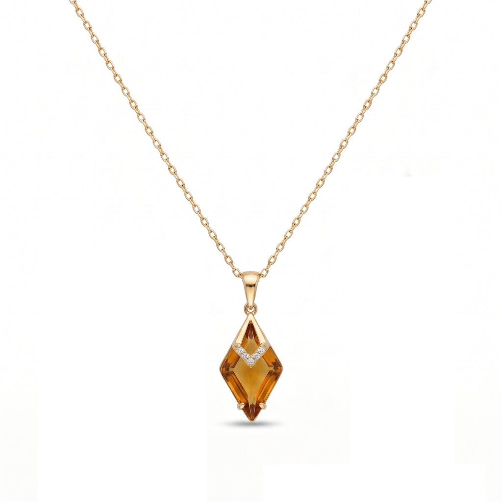 Amber Crystal Kite Pendant Set