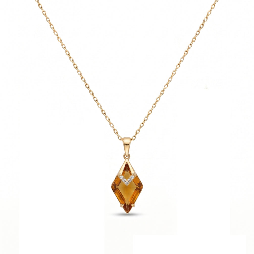 Amber Crystal Kite Pendant Set