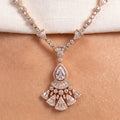 Art Deco Fan Moissanite Necklace & Earring Set