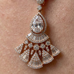 Art Deco Fan Moissanite Necklace & Earring Set