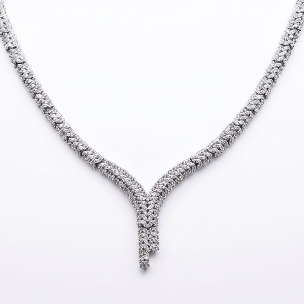 Chevron Leaf Moissanite Jewellery Set