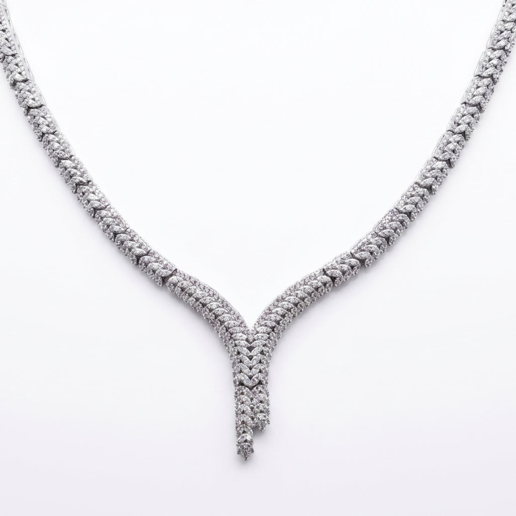 Chevron Leaf Moissanite Jewellery Set