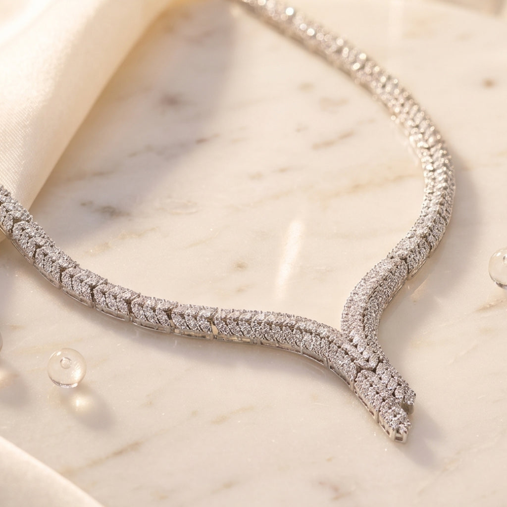 Chevron Leaf Moissanite Jewellery Set