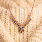 Blue & White Moissanite Flower Necklace Set