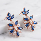 Blue & White Moissanite Flower Necklace Set