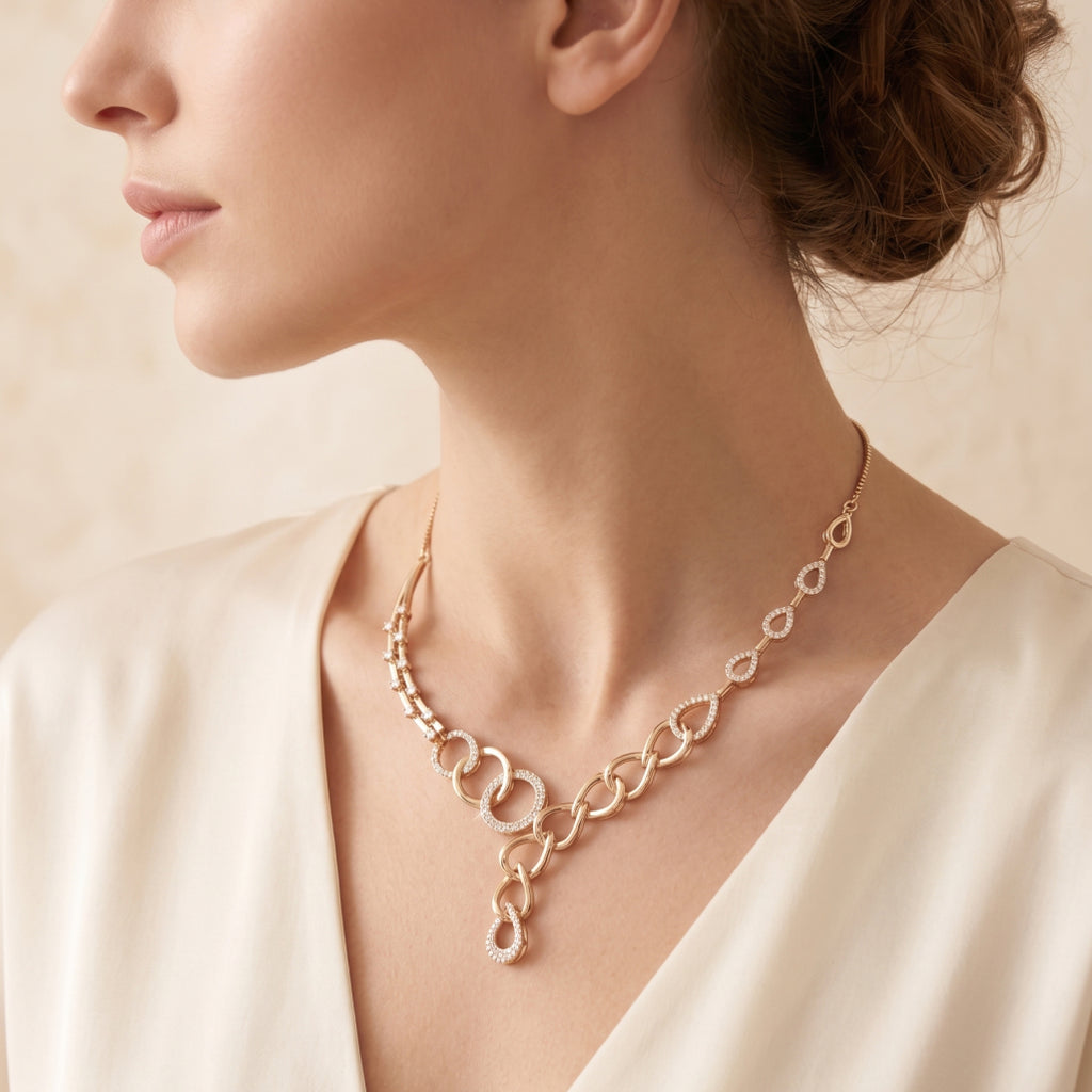 Open Link Circle & Teardrop Moissanite Set