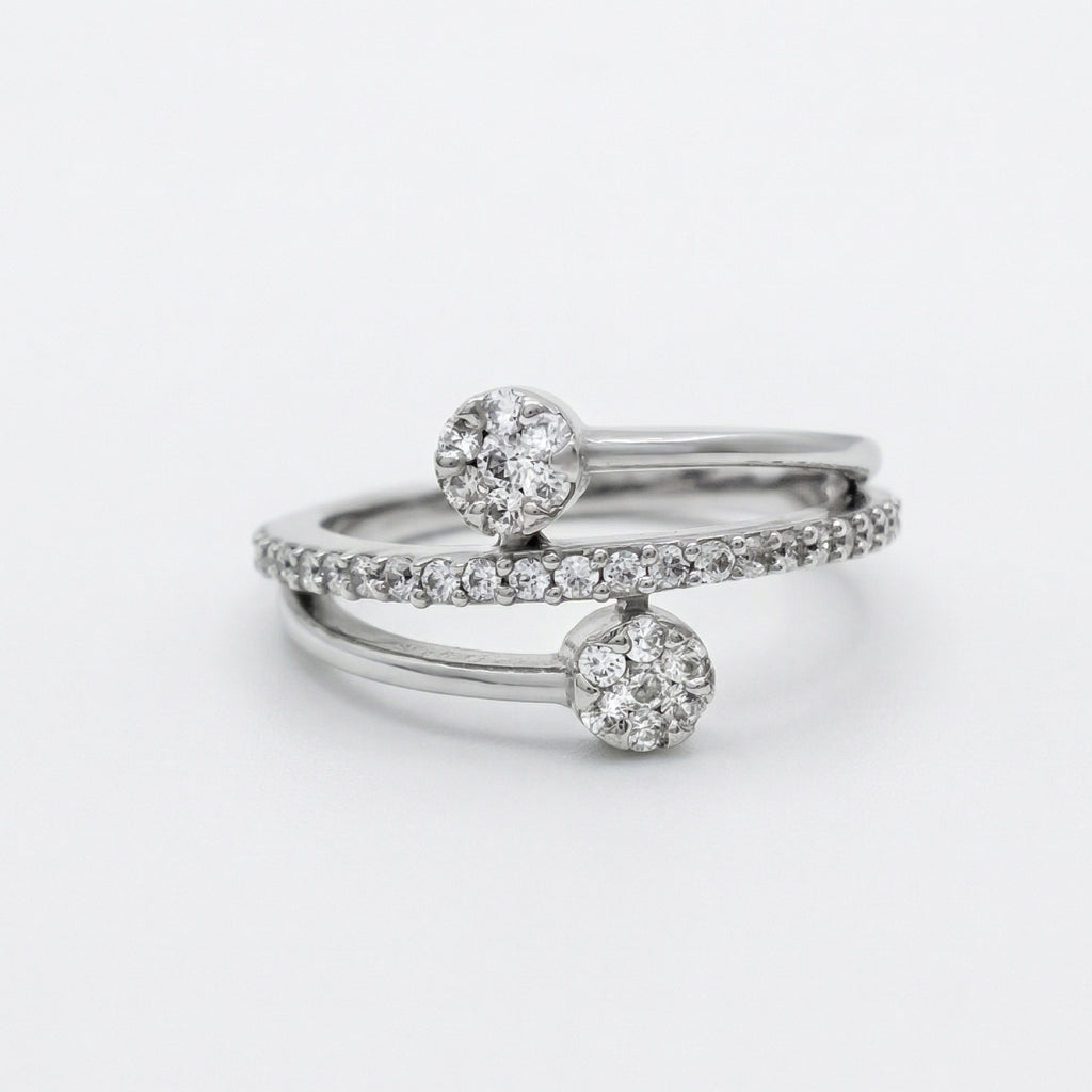 Square Stone Border Pyramid Band Ring