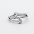 Square Stone Border Pyramid Band Ring