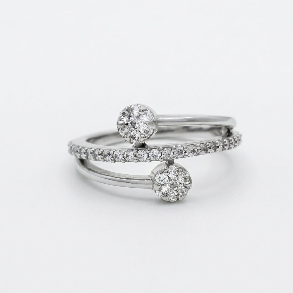 Square Stone Border Pyramid Band Ring