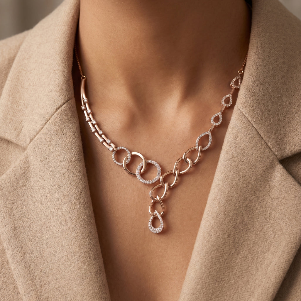 Open Link Circle & Teardrop Moissanite Set