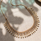 Pearl & Gold Bar Fringe Necklace Set