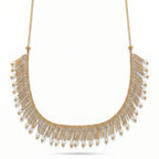 Pearl & Gold Bar Fringe Necklace Set