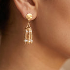 Pearl & Gold Bar Fringe Necklace Set