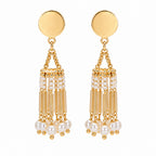 Pearl & Gold Bar Fringe Necklace Set