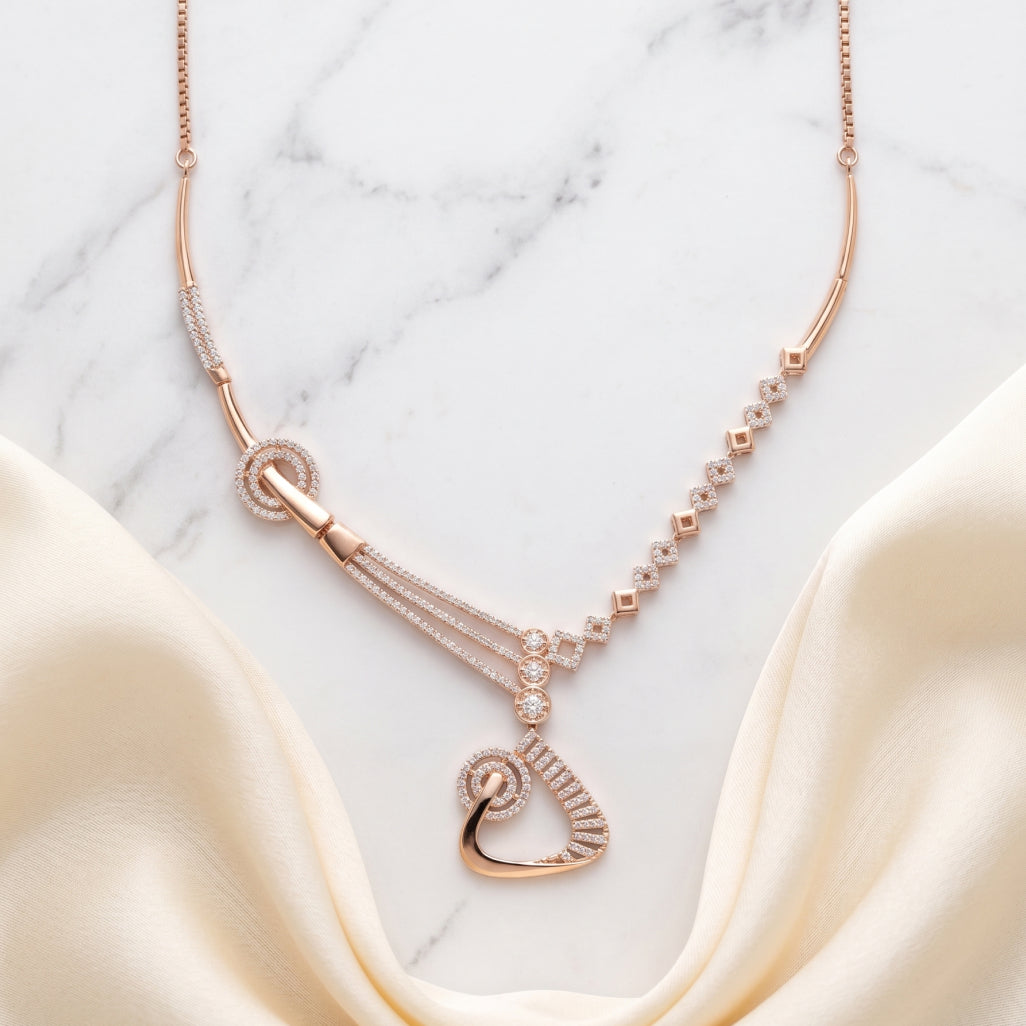 Asymmetric Scroll Moissanite Necklace Set