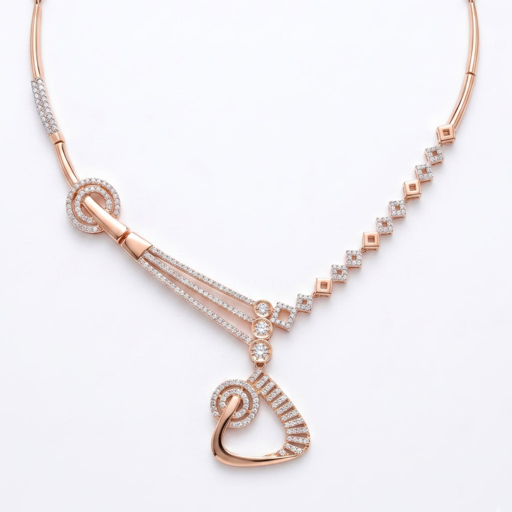 Asymmetric Scroll Moissanite Necklace Set