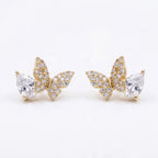 Gold Butterfly Pave Stud Earrings