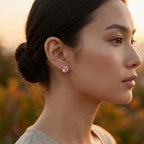 Gold Filigree Cushion Pink Stone Stud Earrings
