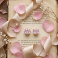 Gold Filigree Cushion Pink Stone Stud Earrings